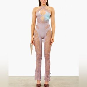 POSTER GIRL | Lavender and Silver | Lace Jumpsuit | New